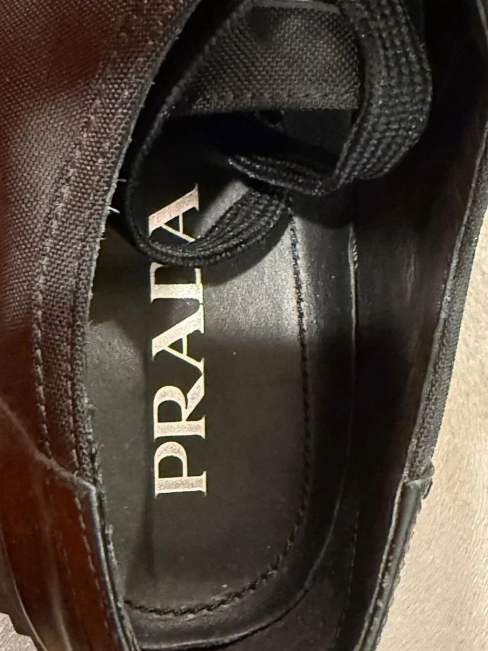 Authentic Prada Men's Leather Nylon Solid Black Stratus Sneaker